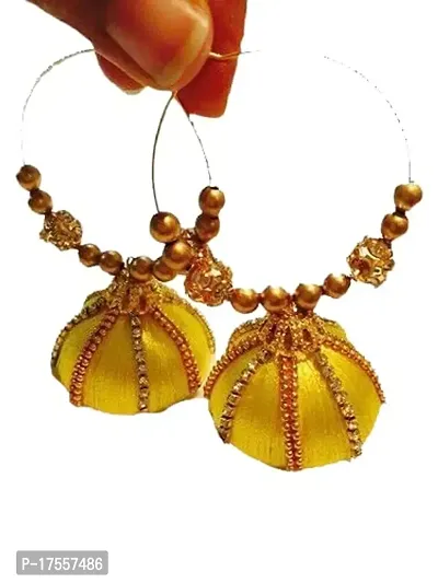 Nidhi's : WORLD OF CREATION Slik Thread Traditional Stylish Hoop Earrings Set for Women  Girls |Metal Pearl Design Jhumka Set For Wedding, Party  Casual Wear