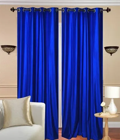 Panipat Textile Hub 2 Piece Polyester Window Curtain - 152.4 X 121 cm, Blue