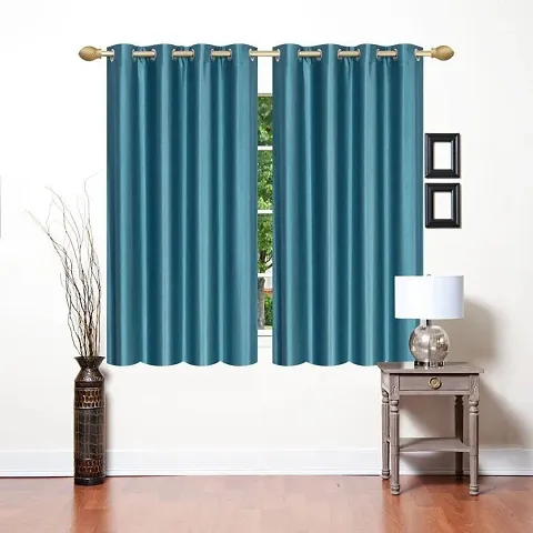 Set of 2 Heavy Long-Crush Plain Window Curtain With Eyelet (5ft)