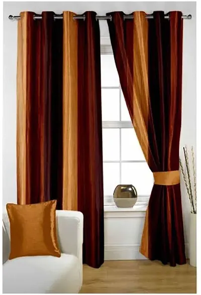 Curtain King Premium Royal Silky Plain Solid Long Crush Patta Room Darkening Eyelet Curtains