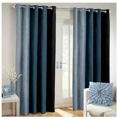 Z-Rox Long Cursh Solid Polyester Windows Curtains 5X4 (Set of 2,Grey)