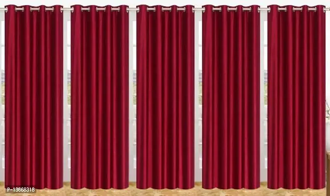 Elegant Polyester Semi Transparent Long Door Curtain - Pack Of 5