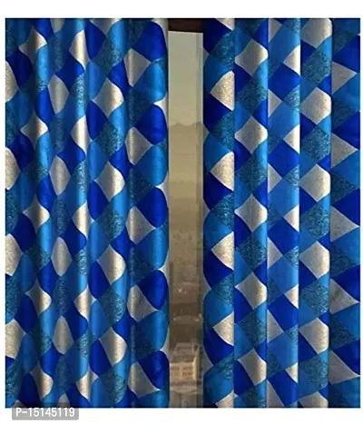 N2c Polyester Window semi-Transparent Eyelet Curtains_Blue (Set of 2, 5 feet)-thumb2