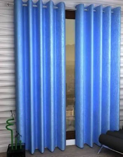 Home Garage Eyelet Door Polyester Curtains Set of 2 - (Sky Blue 4x7)