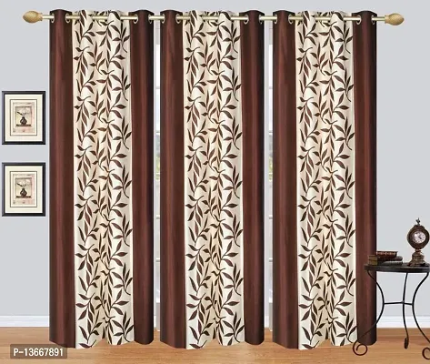 Elegant Polyester Semi Transparent Window Curtains- Pack Of 3-thumb0