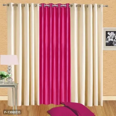 Elegant Polyester Semi Transparent Long Door Curtain- Pack Of 3