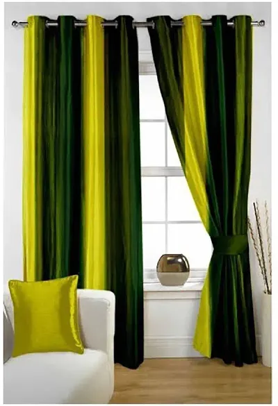 Curtain King Premium Royal Silky Plain Solid Long Crush Patta Room Darkening Eyelet Curtains