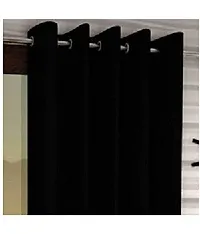 N2c Polyester Window Transparent Eyelet Curtains_Black (Set of 2, 5 feet)-thumb1