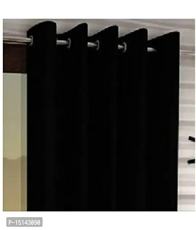 N2c Polyester Window Transparent Eyelet Curtains_Black (Set of 2, 5 feet)-thumb2