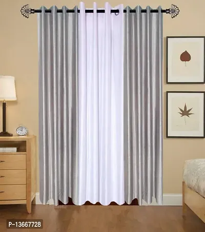 Elegant Polyester Semi Transparent Window Curtains- Pack Of 3
