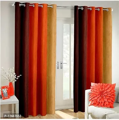 Elegant Polyester Semi Transparent Window Curtains - Pack Of 2