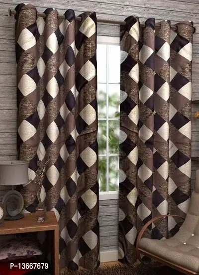 Elegant Polyester Semi Transparent Window Curtains - Pack Of 2