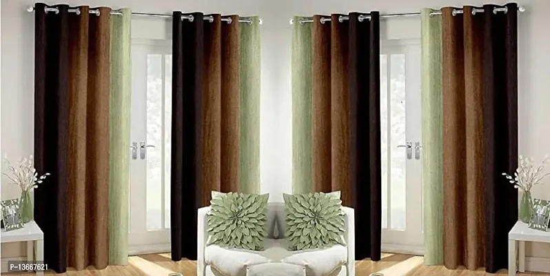 Elegant Polyester Semi Transparent Window Curtains- Pack Of 4-thumb0