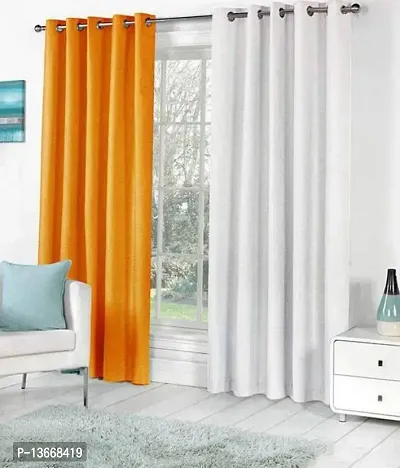 Elegant Polyester Semi Transparent Door Curtain - Pack Of 2