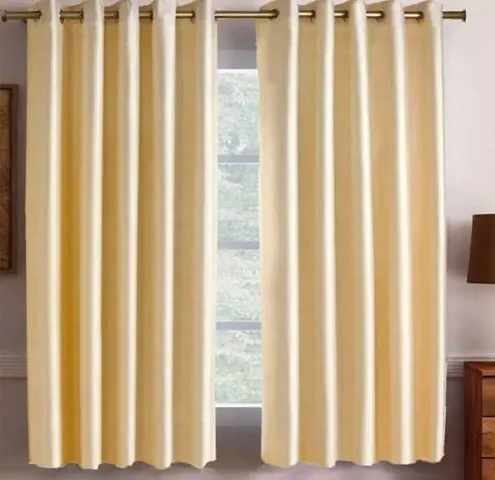 Mohit Textile Polyester Solid Plain Cursh Curtain for Door and Window / Pack of 2