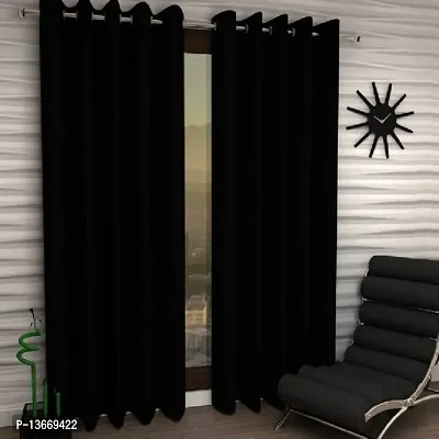 Elegant Polyester Semi Transparent Door Curtain - Pack Of 2-thumb0