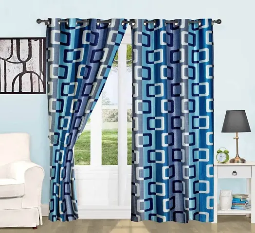 Blushh Collection Polyester Blue Door Curtain(4X7)