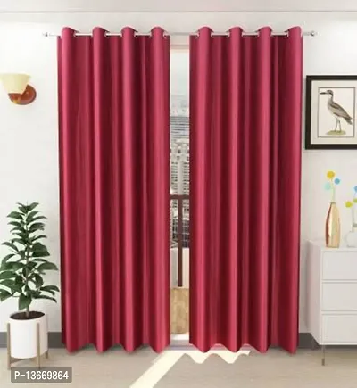 Elegant Polyester Semi Transparent Long Door Curtain - Pack Of 2-thumb0