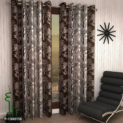 Elegant Polyester Semi Transparent Long Door Curtain - Pack Of 2-thumb0