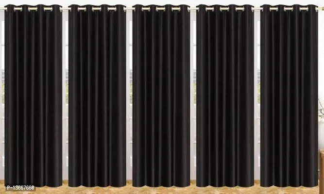 Elegant Polyester Semi Transparent Window Curtains - Pack Of 5