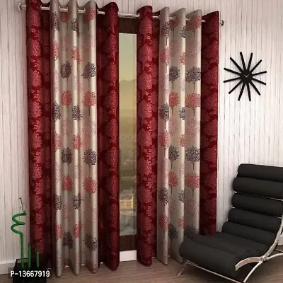 Elegant Polyester Window Curtains - Pack Of 2-thumb0