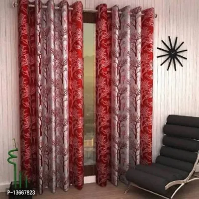 Elegant Polyester Semi Transparent Window Curtains - Pack Of 2-thumb0