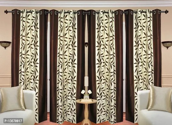 Elegant Polyester Semi Transparent Door Curtain- Pack Of 4-thumb0