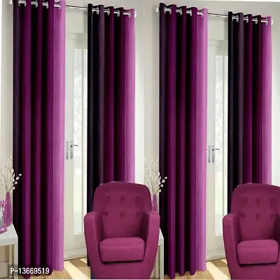 Elegant Polyester Semi Transparent Long Door Curtain- Pack Of 4