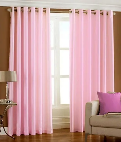 Panipat Textile Hub 2 Piece Polyester Door Curtain - 213 X 121 cm, Pink