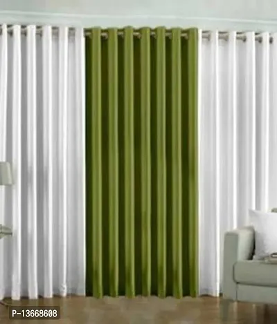 Elegant Polyester Semi Transparent Long Door Curtain- Pack Of 3