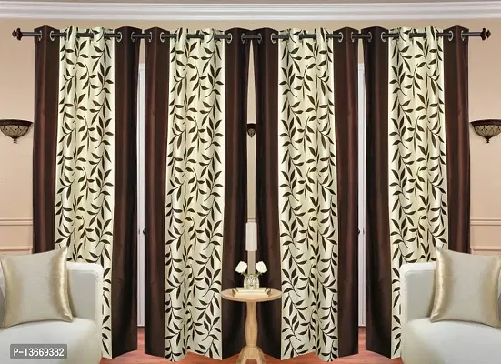 Elegant Polyester Semi Transparent Door Curtain- Pack Of 4-thumb0