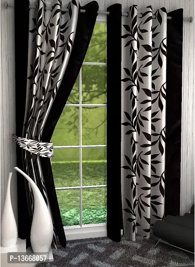 Elegant Polyester Semi Transparent Window Curtains - Pack Of 2-thumb0