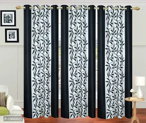 Elegant Polyester Semi Transparent Door Curtain- Pack Of 3