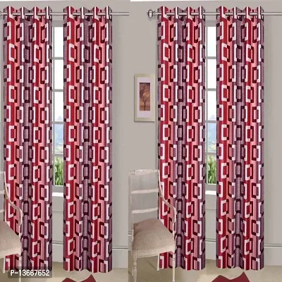 Elegant Polyester Semi Transparent Window Curtains- Pack Of 4
