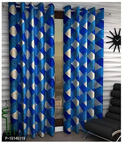 N2c Polyester Window semi-Transparent Eyelet Curtains_Blue (Set of 2, 5 feet)-thumb0