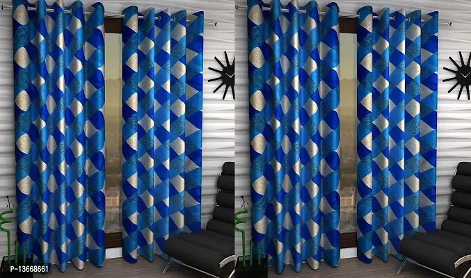 Elegant Polyester Semi Transparent Door Curtain- Pack Of 4
