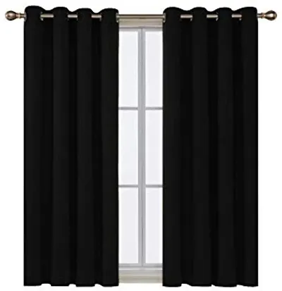Solid Polyester Window Curtains Set Of 2 (5*4 Ft)