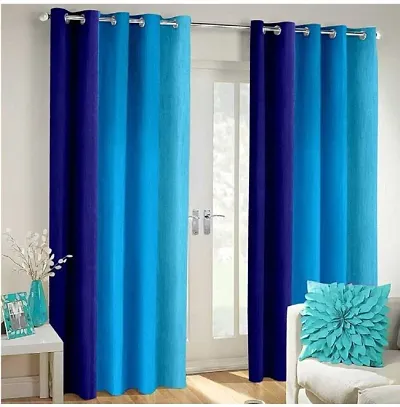 IndianOnlineMall Royal 2 Piece Polyester Curtain Set - 5ft, Blue