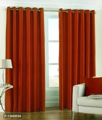 Elegant Polyester Semi Transparent Long Door Curtain - Pack Of 2