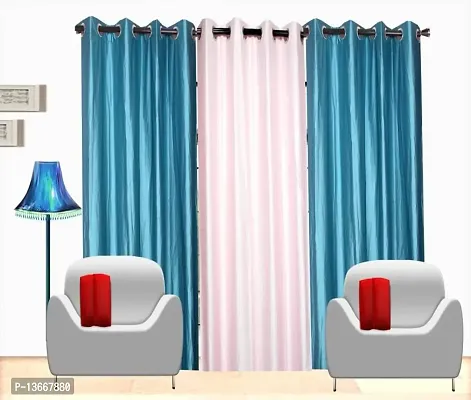 Elegant Polyester Semi Transparent Window Curtains- Pack Of 3-thumb0
