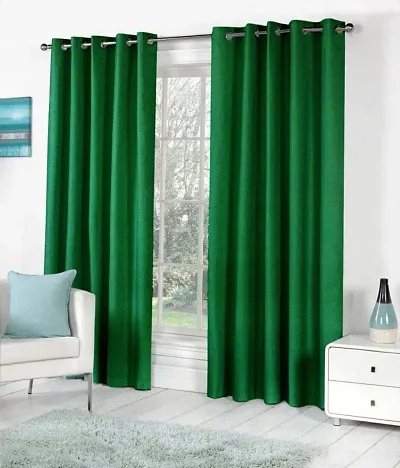 Home Garage Polyester Plain Grommet Curtain, 4 X 9, Green, Pack of 2