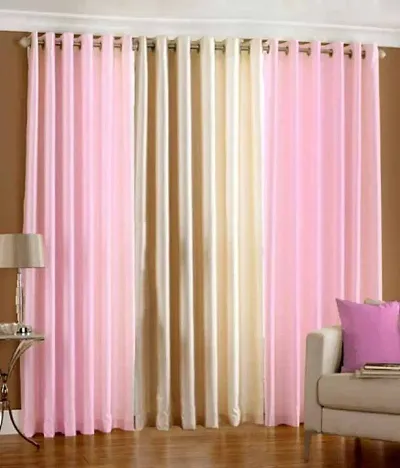 Radees Creations Modern Polyester ICE Crush 3 Piece Curtain Set - Door -7 FT(2 Aqua 1 Cream)