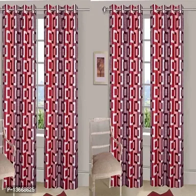 Elegant Polyester Semi Transparent Door Curtain- Pack Of 4