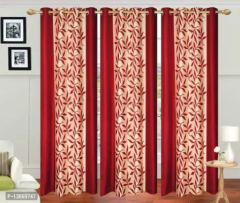 Elegant Polyester Semi Transparent Door Curtain- Pack Of 3