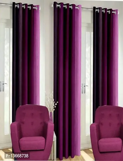 Elegant Polyester Semi Transparent Door Curtain- Pack Of 3-thumb0