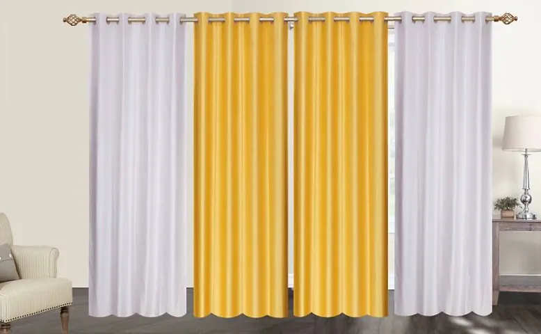 New panipat textile zone 213.36 cm (7 ft) Polyester Door Plain Curtain (Pack of 4)