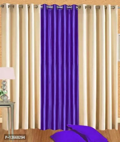 Elegant Polyester Semi Transparent Long Door Curtain- Pack Of 3-thumb0