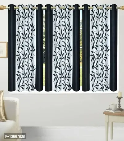Elegant Polyester Semi Transparent Window Curtains- Pack Of 3