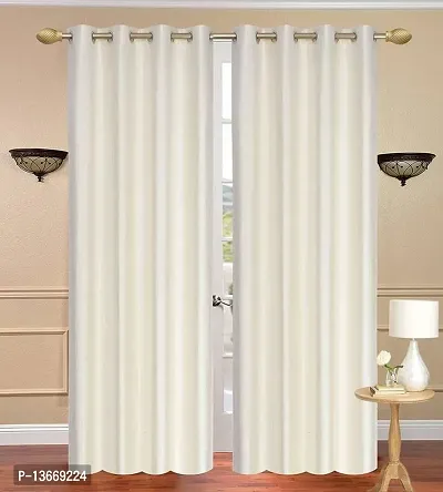 Elegant Polyester Semi Transparent Long Door Curtain - Pack Of 2