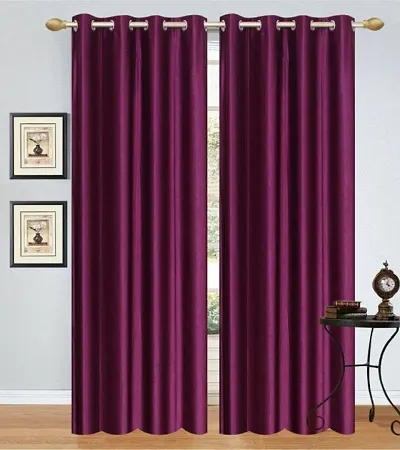 WEBICOR Plain Long Crush Curtain Polyester Fabric Door Curtain for Bed Room Kids Room Living Room Window/Door/Long Door (Set of 2)